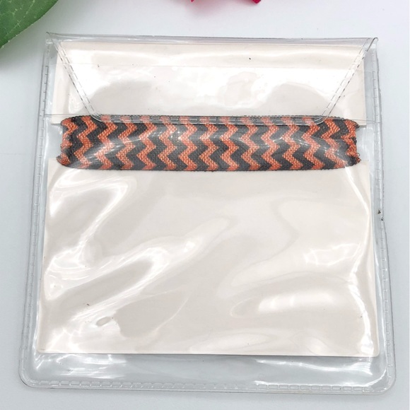 Rustic Cuff Orange Black Zig Zag Chevron Pattern Gold Tone Medallion Hair Tie - Picture 4 of 7